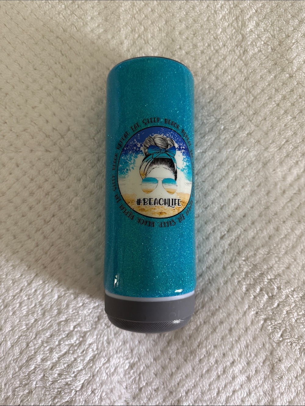 Sparkling Teal Beachlife Insulated Water Bottle